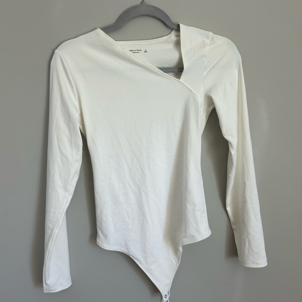 White Abercrombie Long-Sleeve Bodysuit
